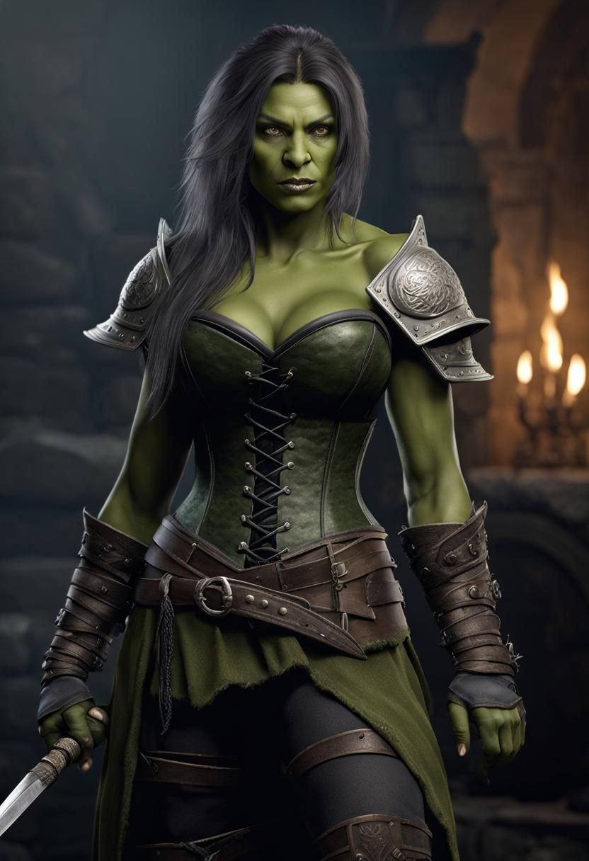 Orc Woman Portrait in Gritty Photorealism