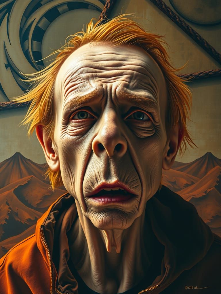 Surreal Portrait of Disappointment and Astonishment