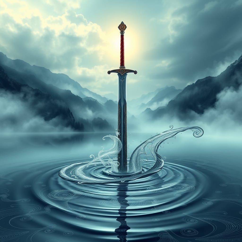 Enchanted *Sword coming out of the water. *(Letter S)