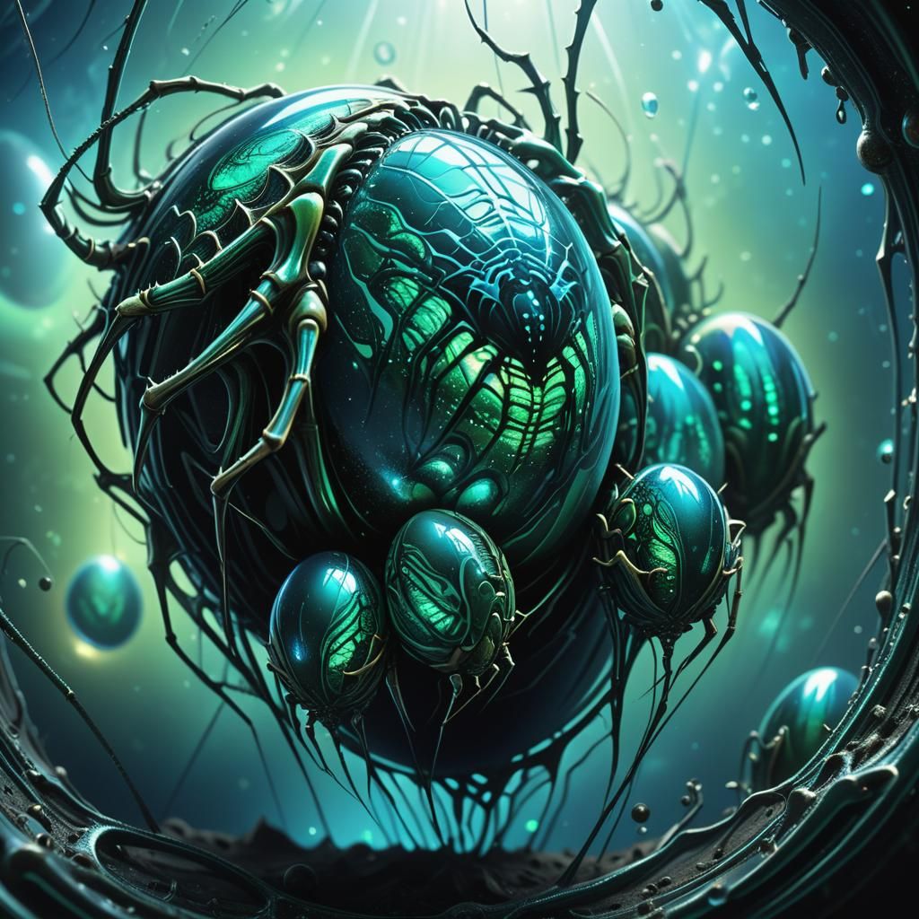 Venomous Space Alien Spider Eggs in Sci-Fi Horror