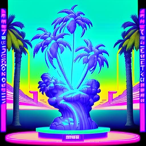 Vaporwave Sculpture with Retro Graphics