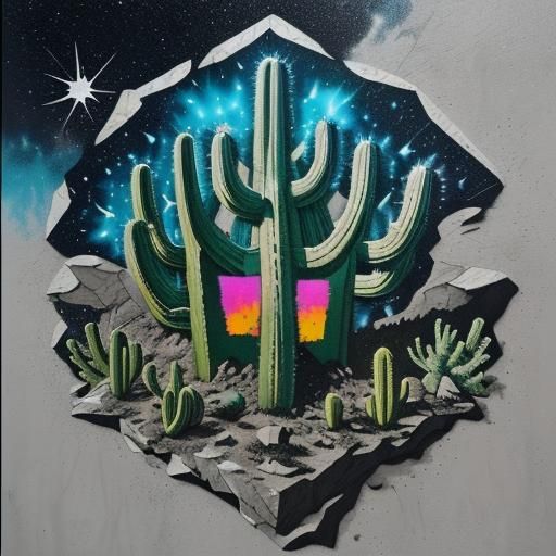 Desolate Cactus Land Graffiti Art