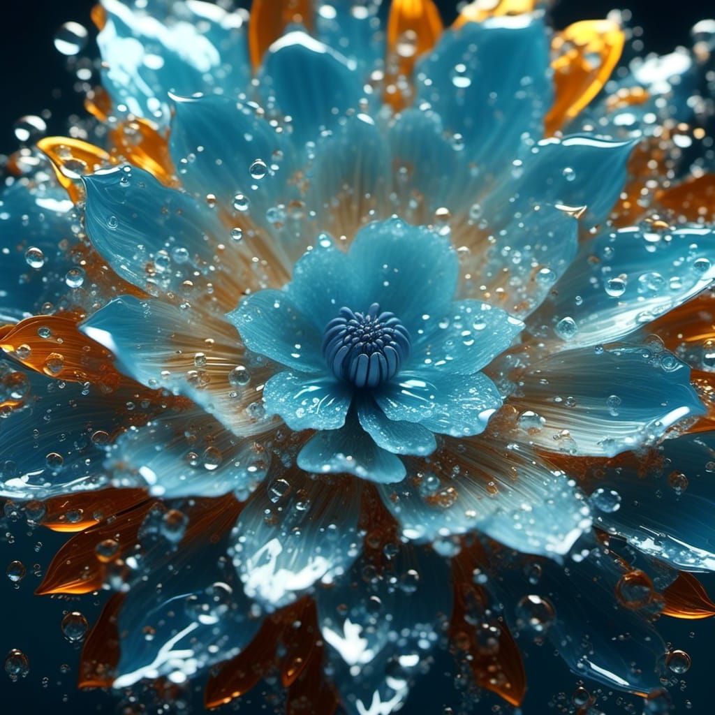 Hyperrealistic Flower with Glass Petals in Detailed Matte Pa...