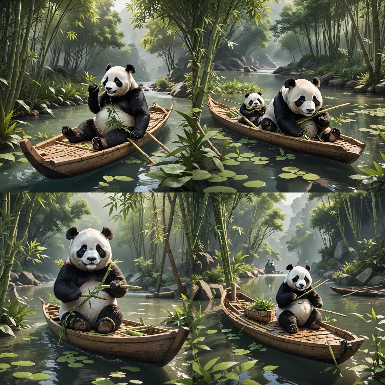 Panda's River Journey: 3D Anime Art