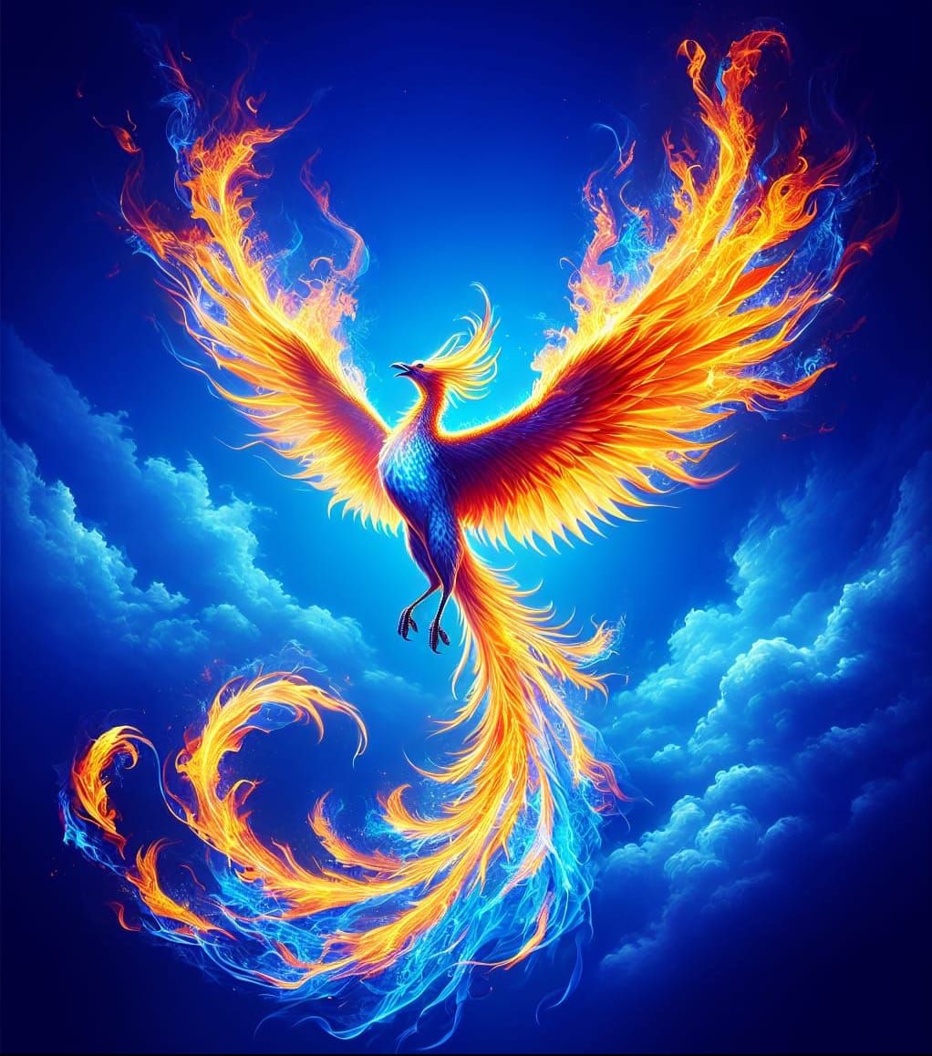 Phoenix on a blue background