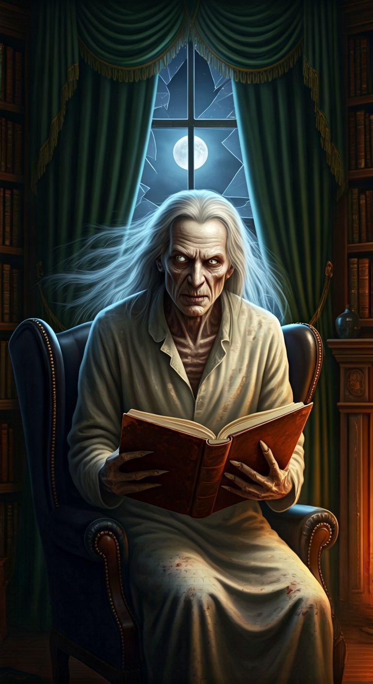 Malevolent Vampire in Victorian Study, Horror Fantasy