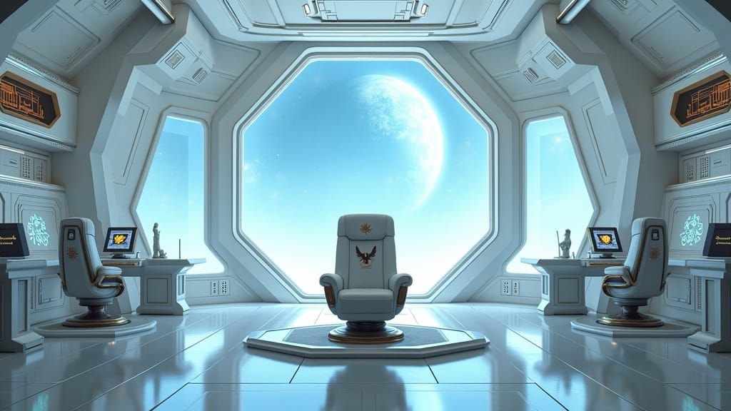 Majestic Futuristic Egyptian Command Bridge in Space
