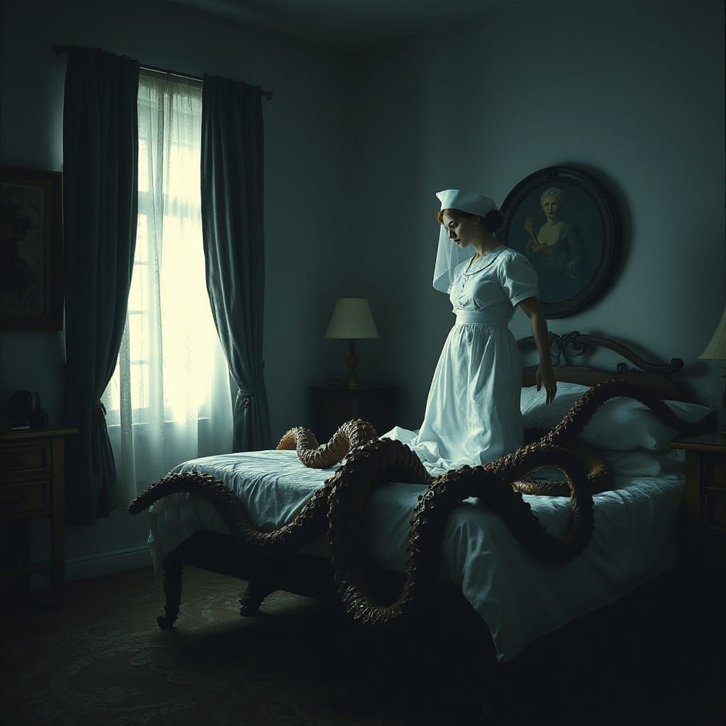 Nurse with Tentacles: Expressionist Digital Art