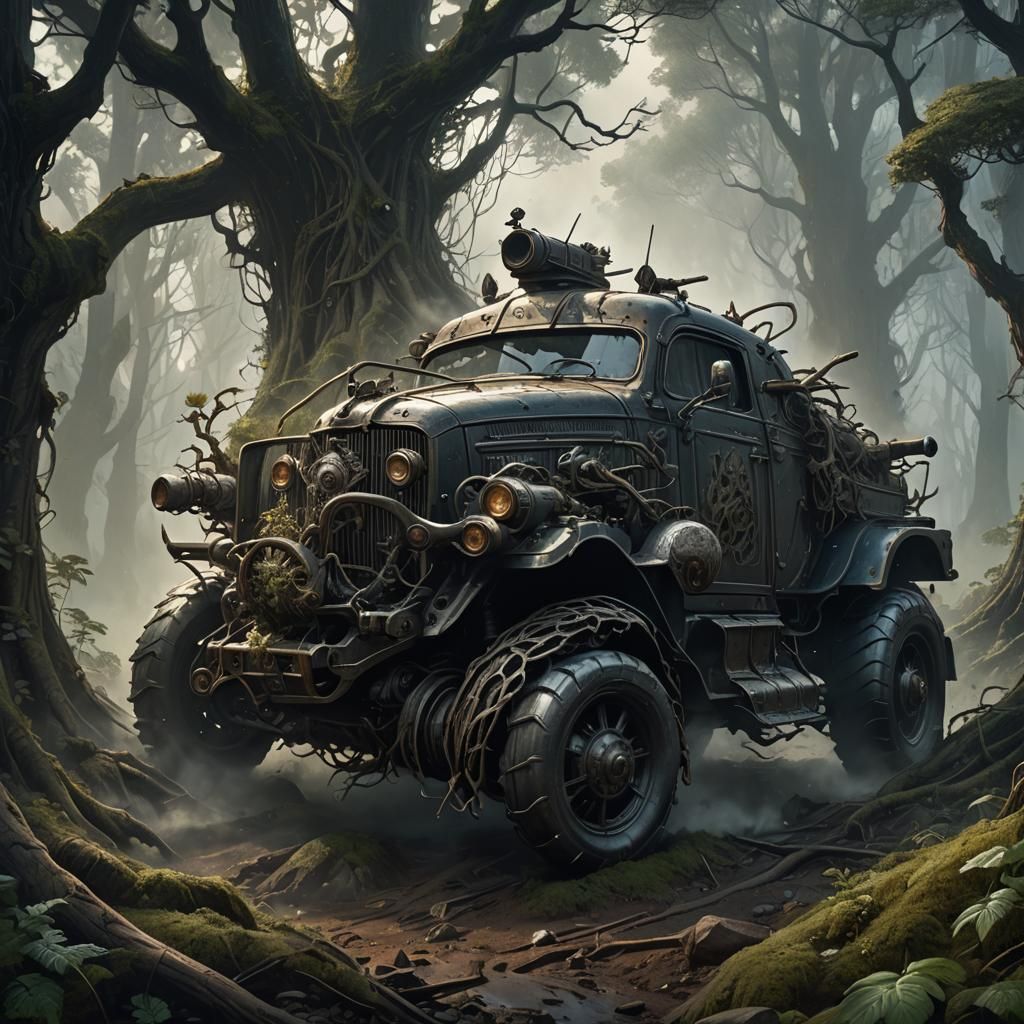 Armored Plow Car Bursts Through Mystical Forest