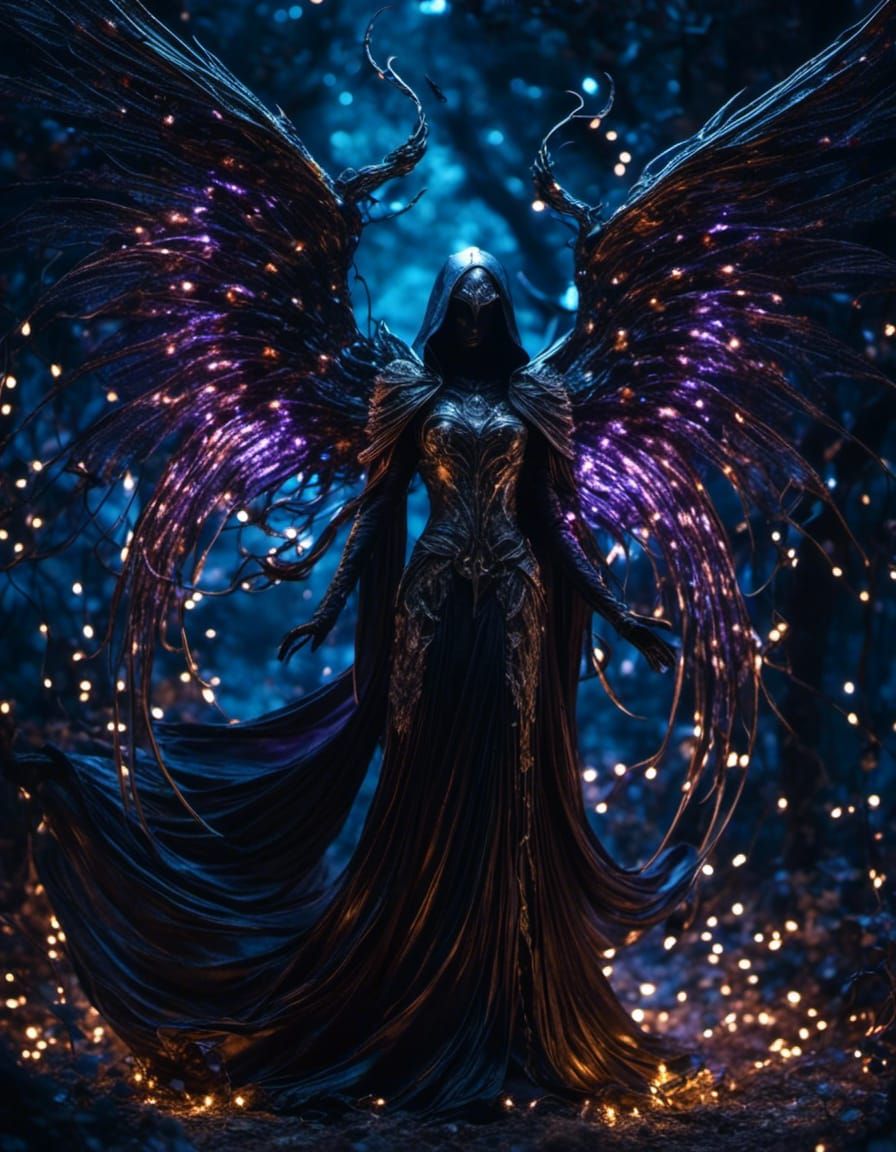 Sinister Angel of Death with Fairy Lights