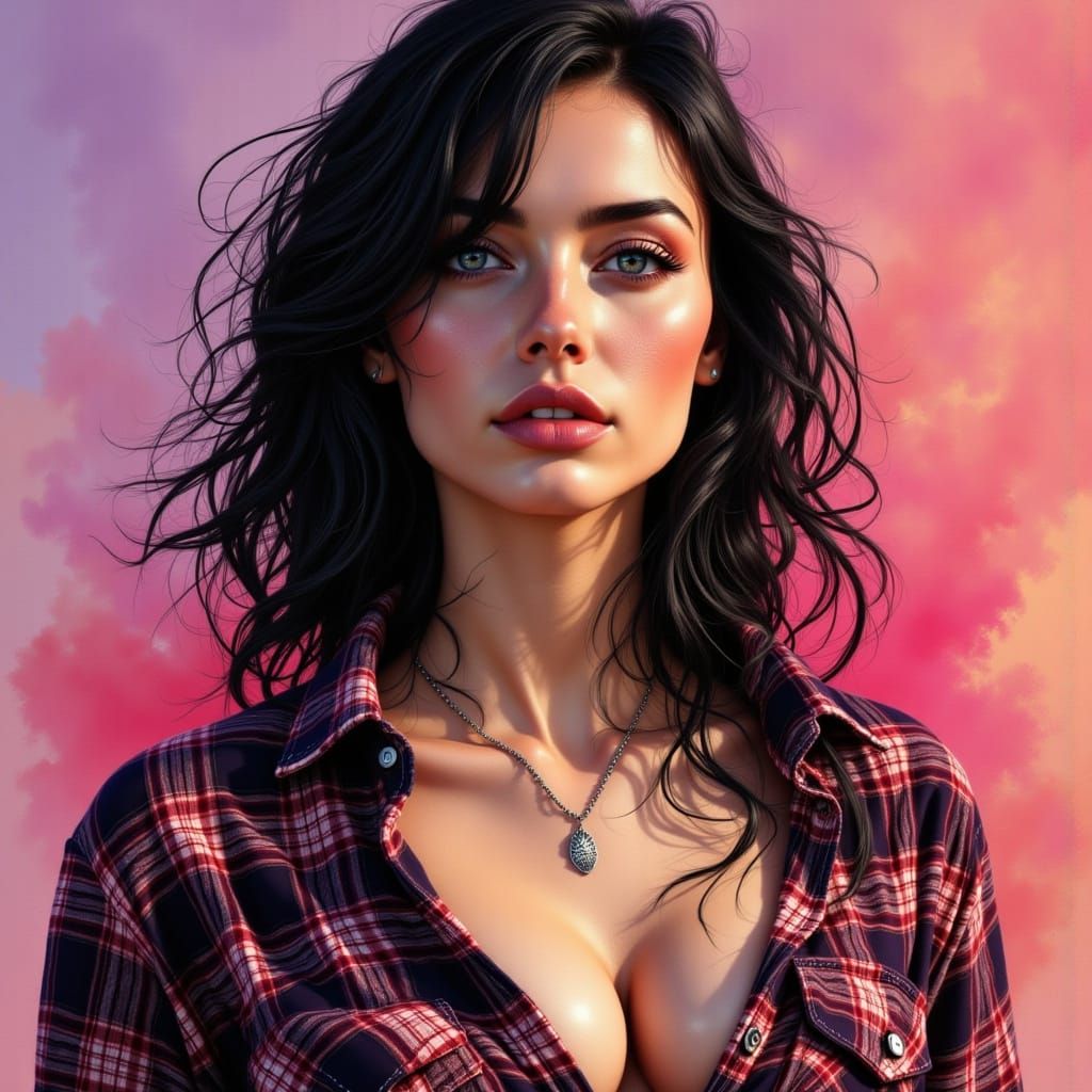 Hyperrealistic Crosshatched Portrait in Ink Drawing Style