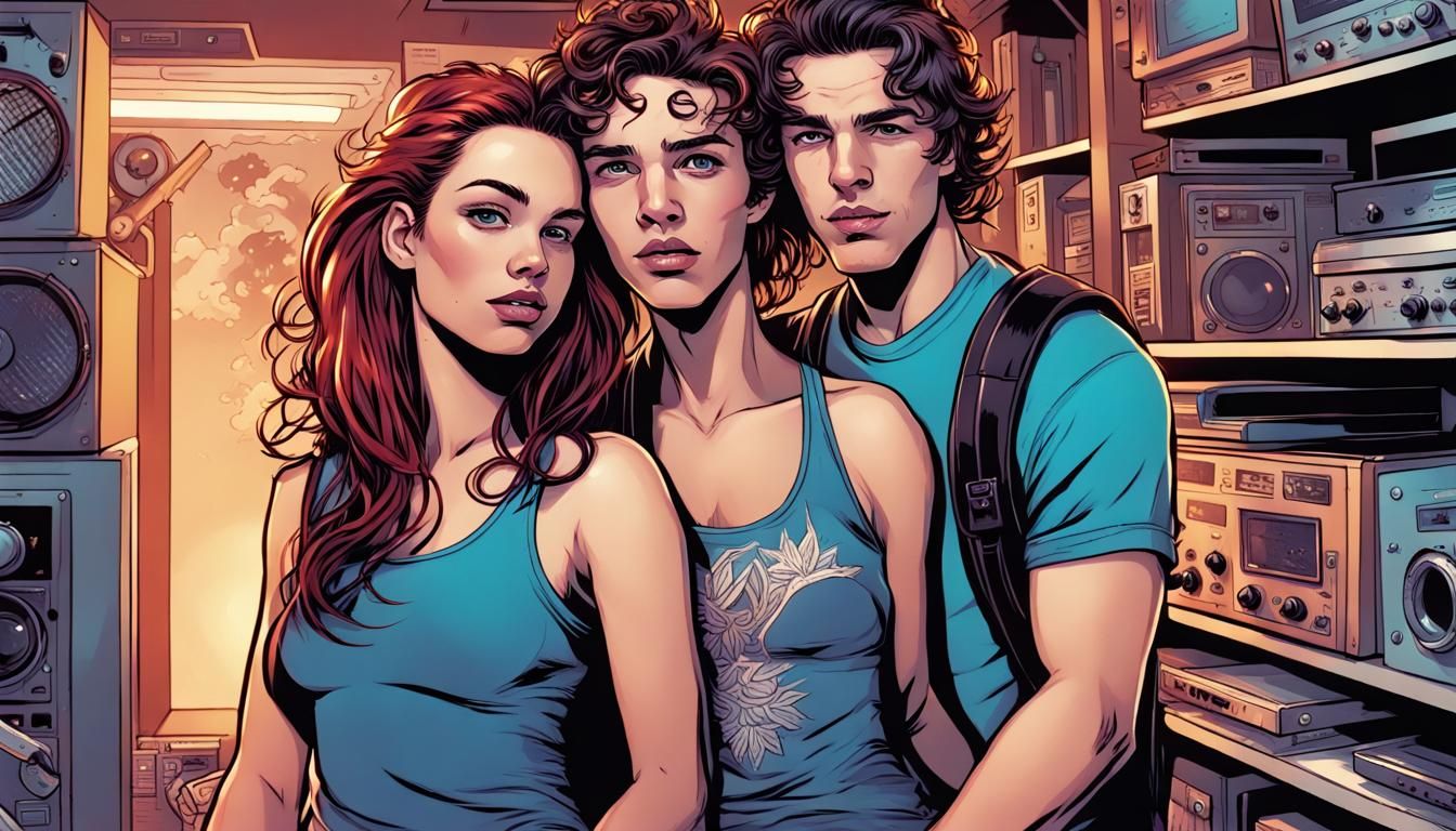 Teenage Rock Star and Boyfriend in Comic Book Art