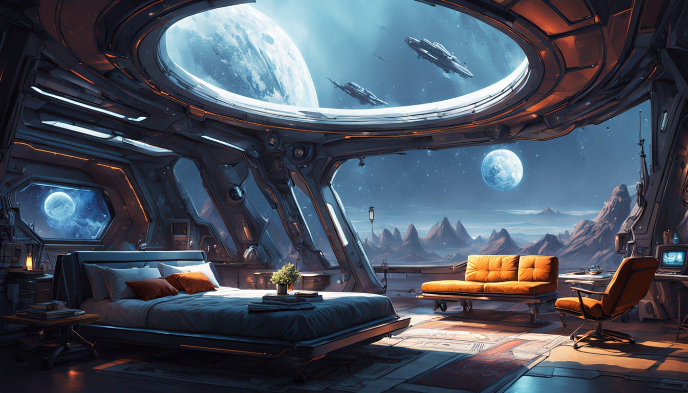 Cosmic Love Nest on Futuristic Space Station