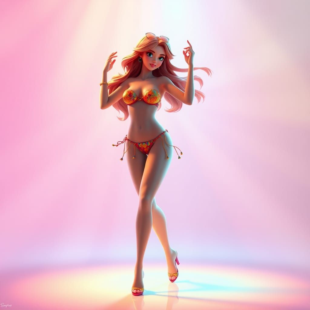 Fairy in Bikini Dancing, Pixar Disney Style