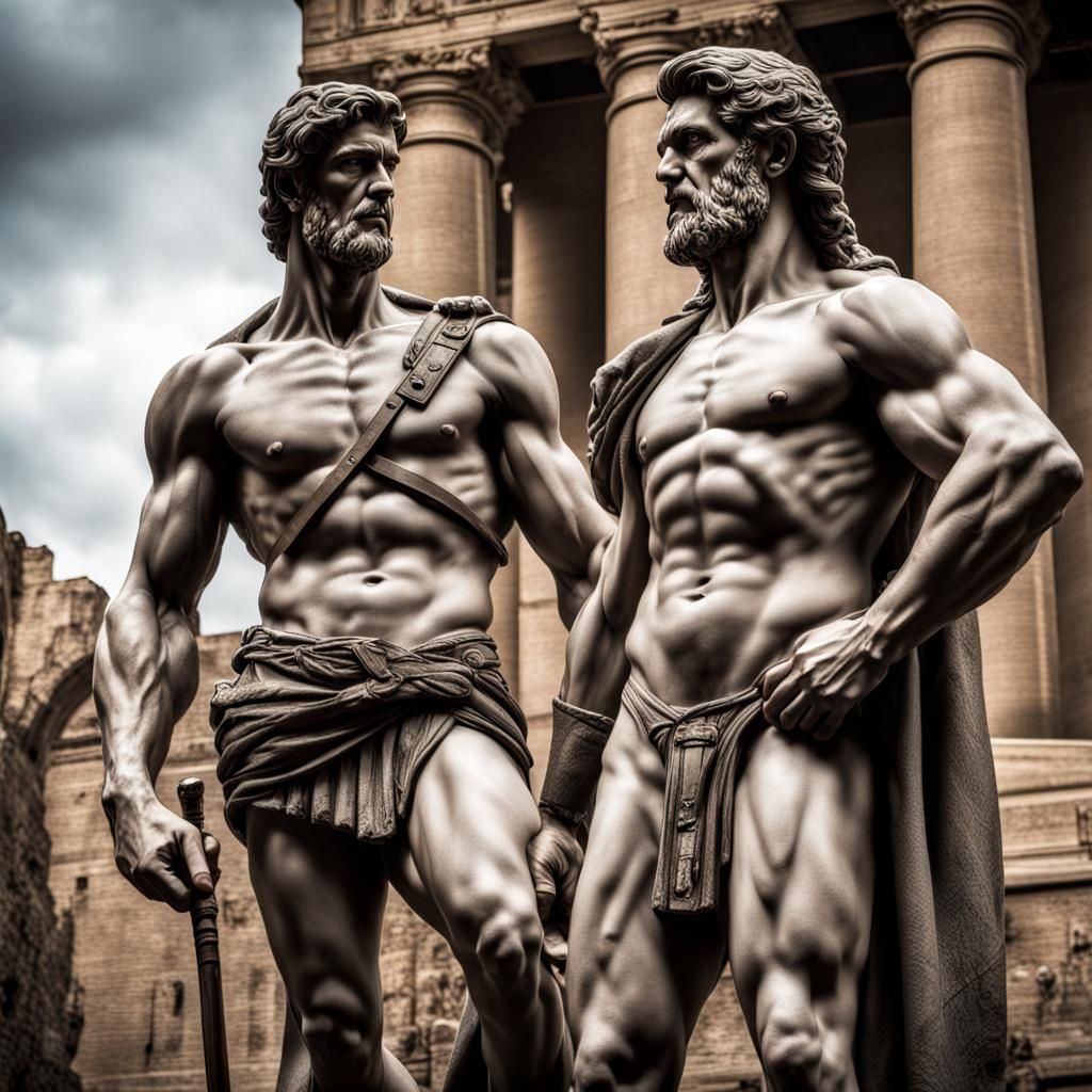 David and Goliath: Hyperrealistic Cinematic Scene