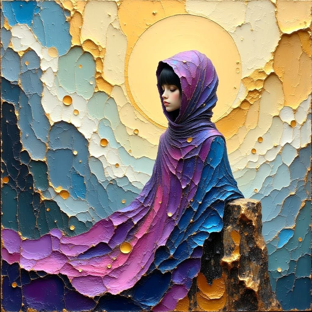 Abstract Figure in Impasto Oil Painting with Metallics