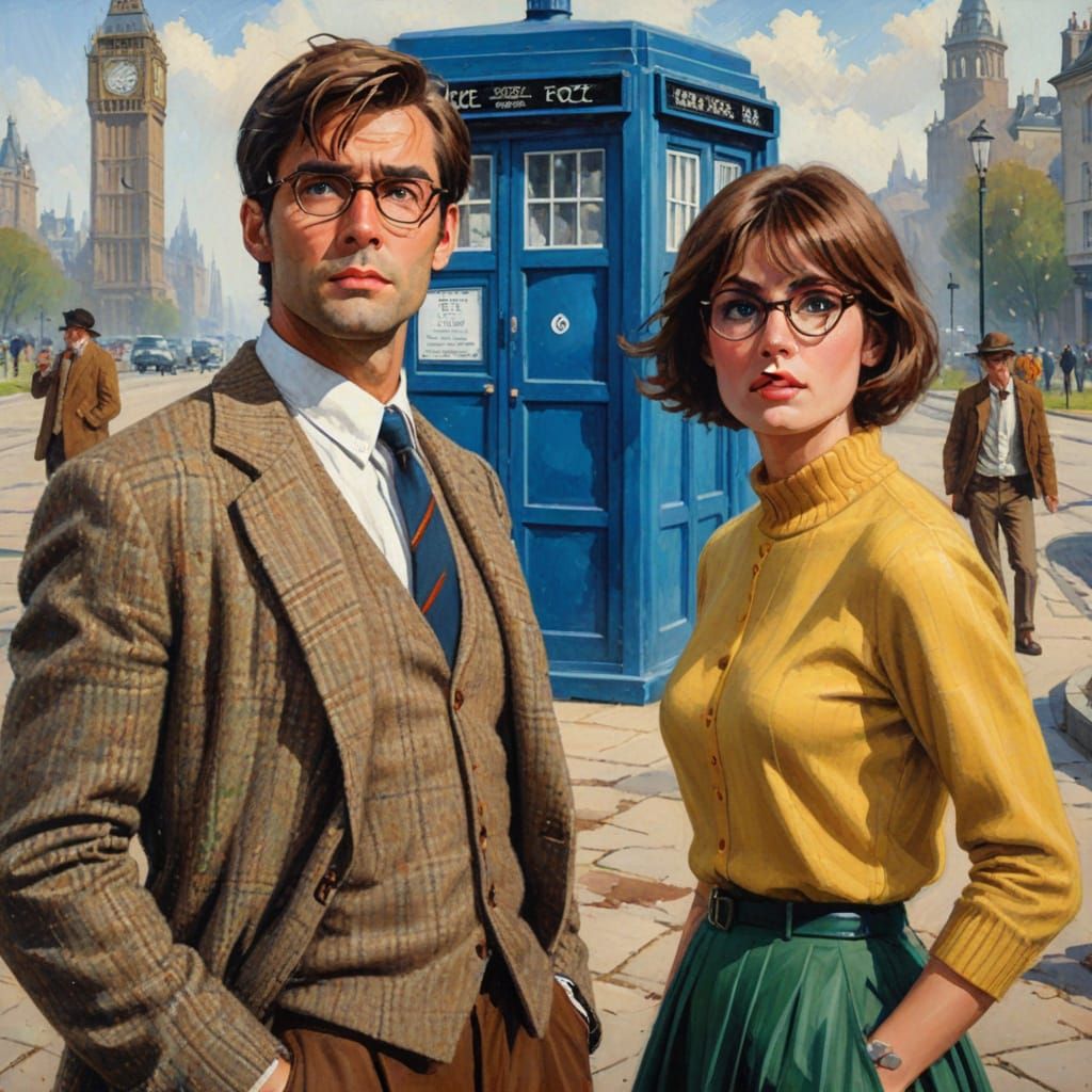 Surrealistic Portrait of a Dashing Detective and His Compani...