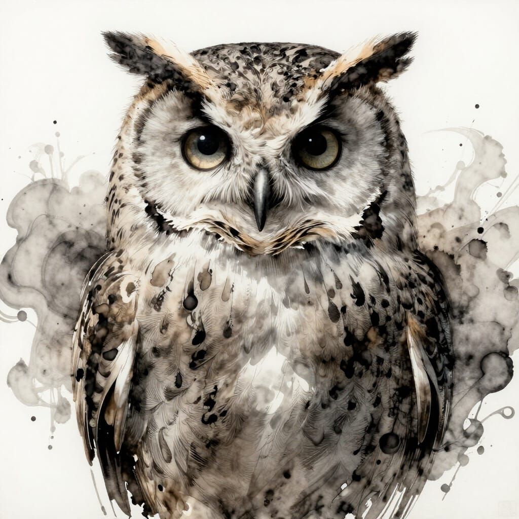 Sinister Owl Alcohol Ink Painting