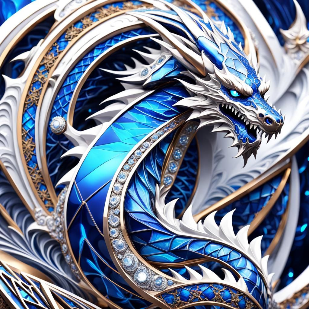 Elegant Diamond Dragon in Detailed Matte Painting