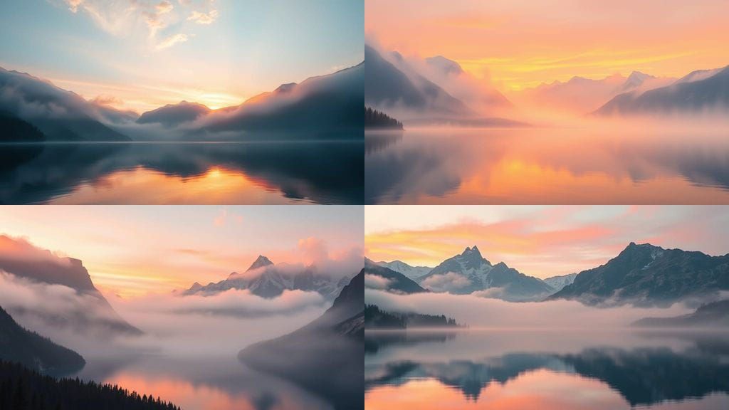 Serene Mountain Lake at Sunrise in Vibrant Colors