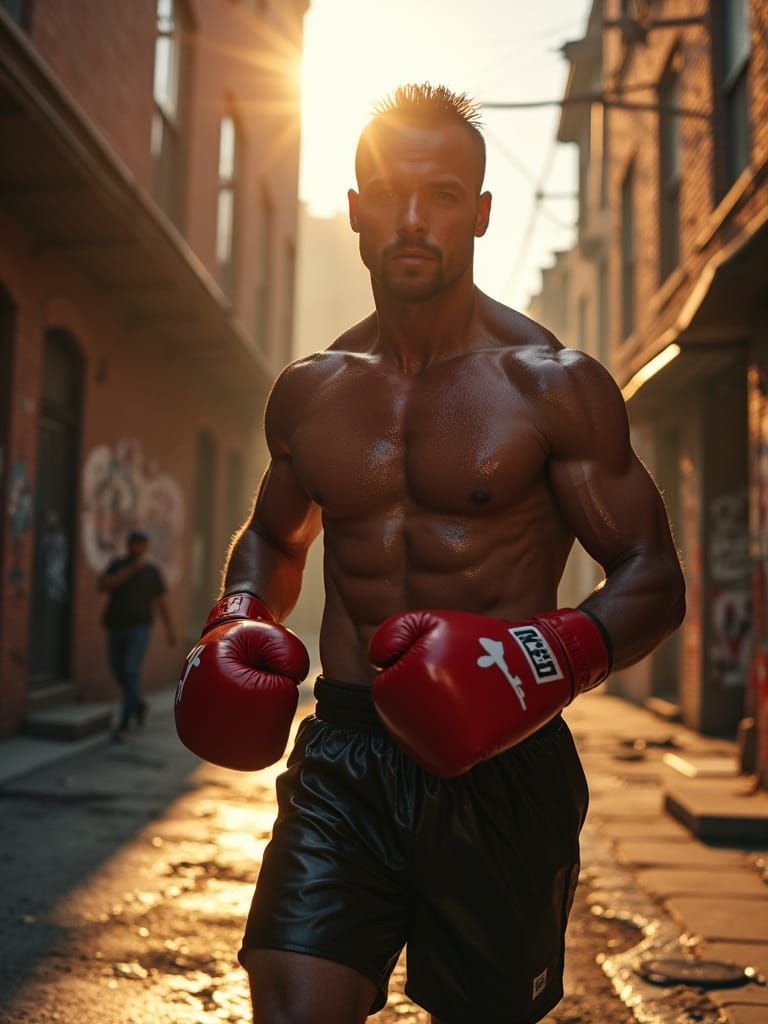 Gritty Urban Boxing Scenes at Sunrise