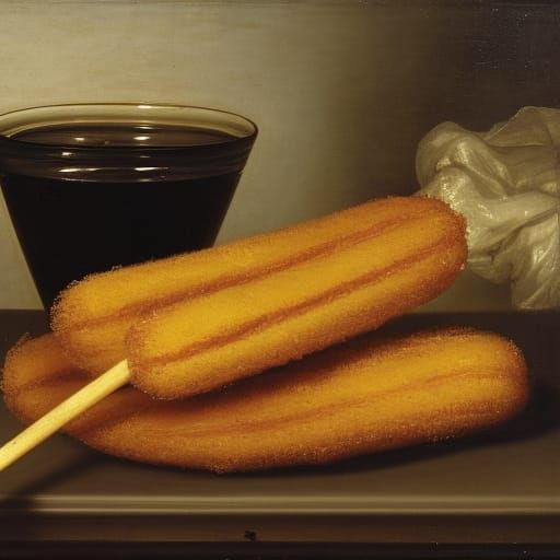 fried cotton_candy Churros Corndogs charred on a stick