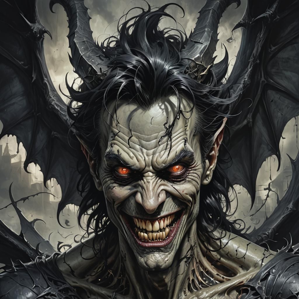 Sinister Dark Fantasy Monster Portrait in Gothic Style