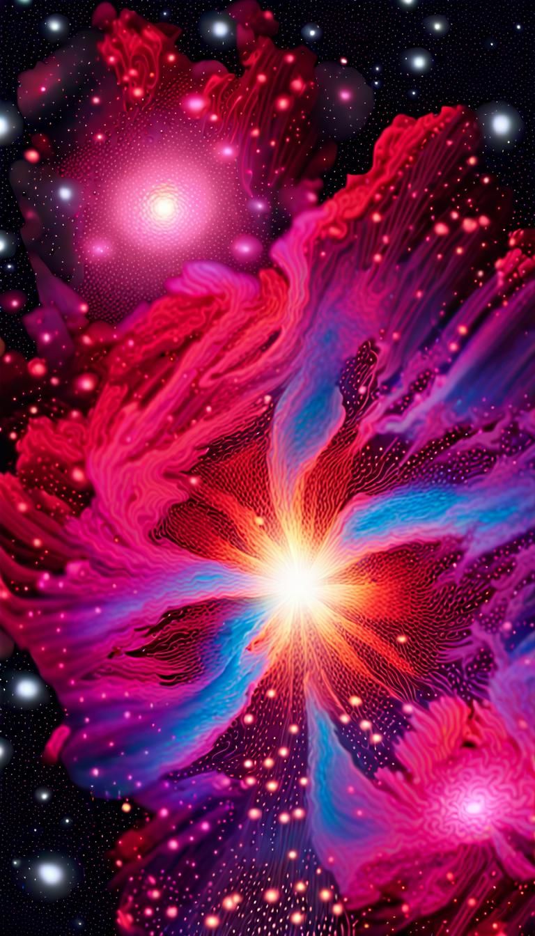 Planet View Inside Globular Cluster in Psychedelic Art