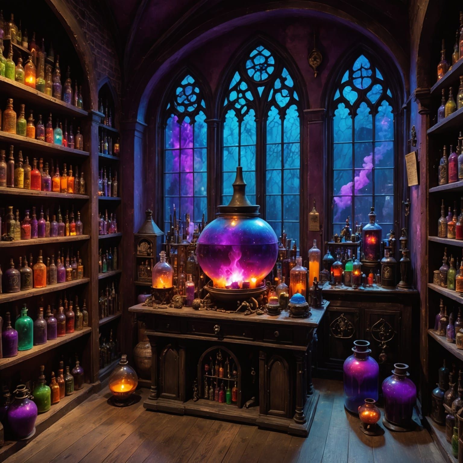 Mystical Wizard's Sanctum in Gothic Grandeur