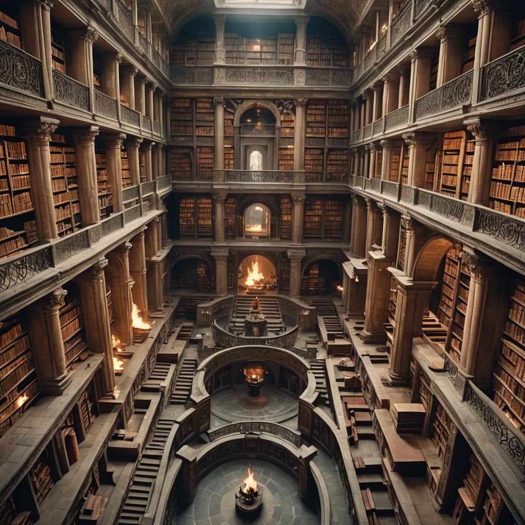 Burning Ancient Library Inspired by 'The Name of the Rose'