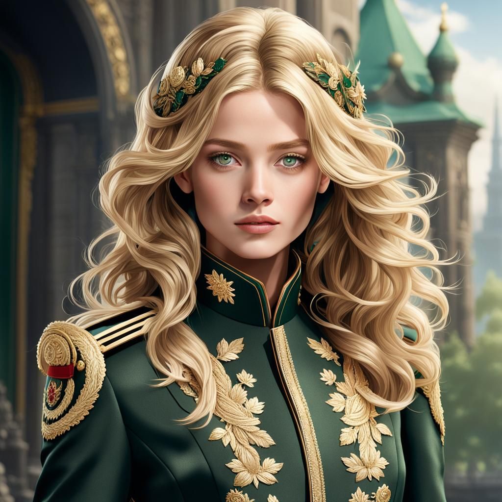 Jocelyn in Military Suit with Rings