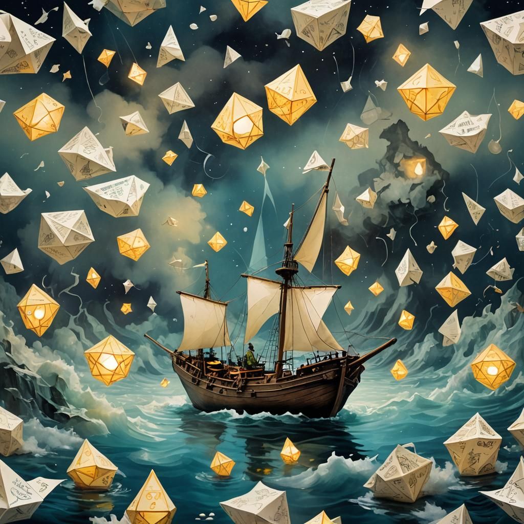 Luminescent Papercraft World with Fireflies in Splash Art