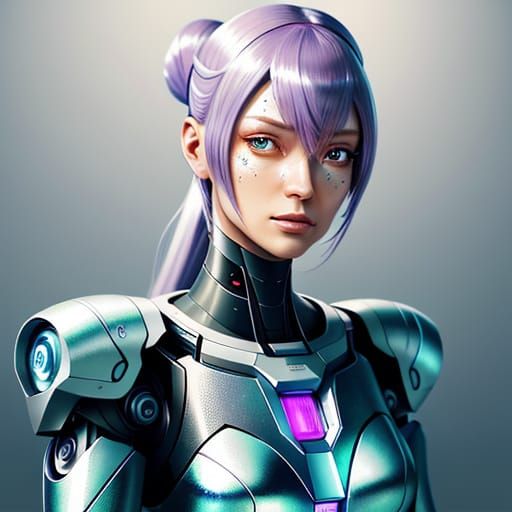 Maid Outfit Cyborg in Anime-Inspired Sci-Fi Art