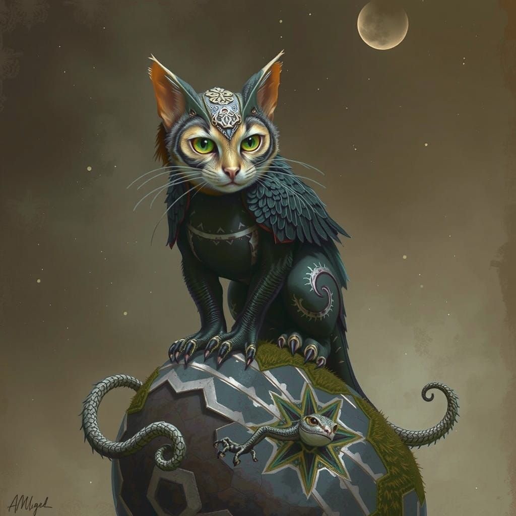 Mystical Cat-Owl-Lizard Hybrid Soars into the Dreamlike Nigh...