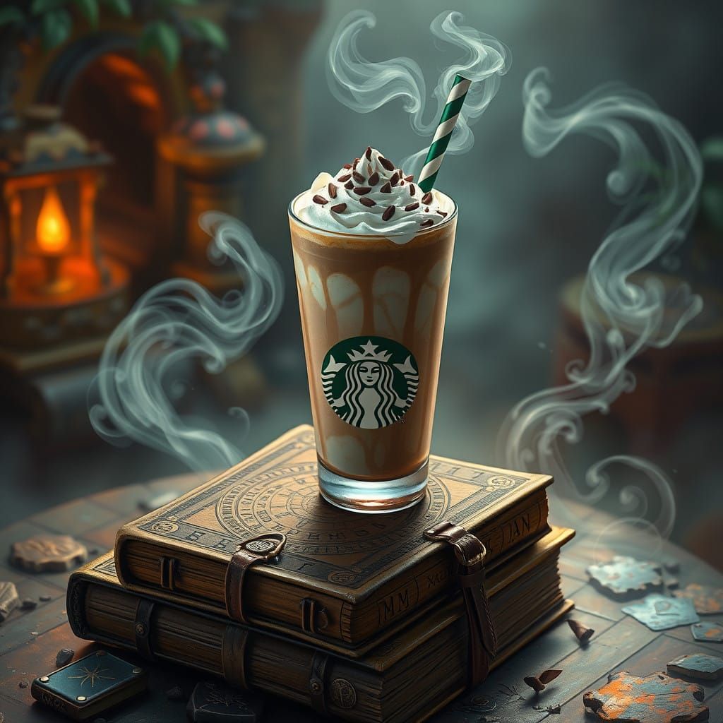 Mocha Frappuccino in Dreamlike Fantasy Realm Art