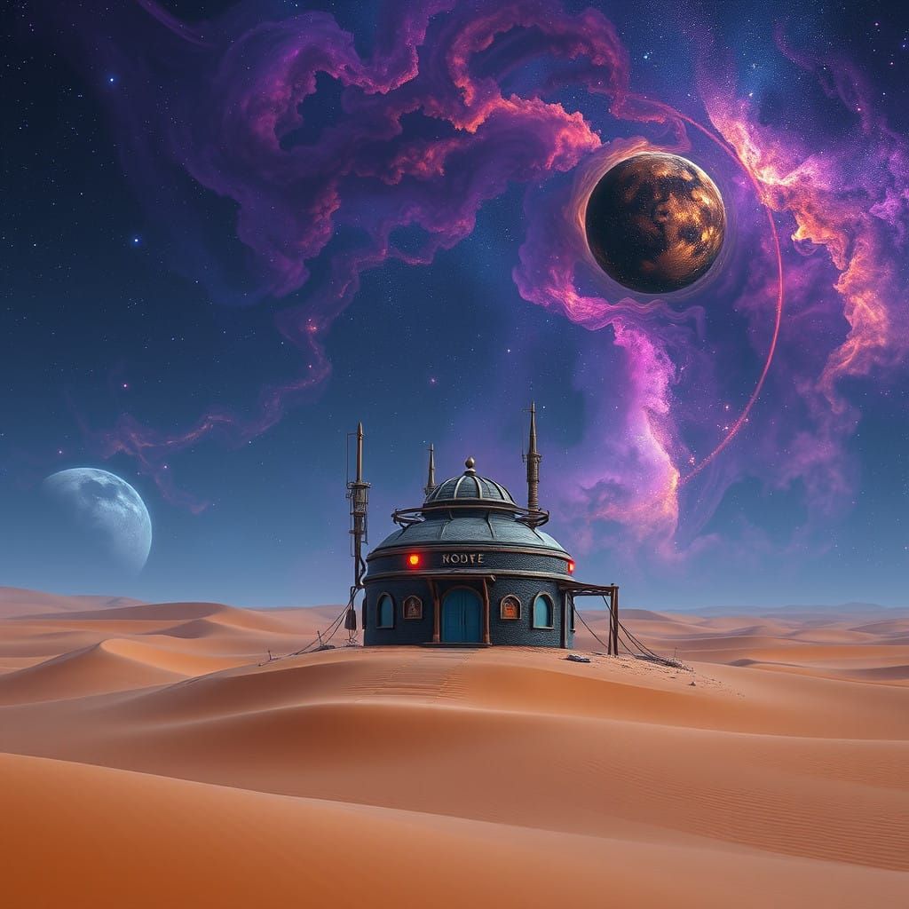 Exotic Desert Observatory in Celestial Realism