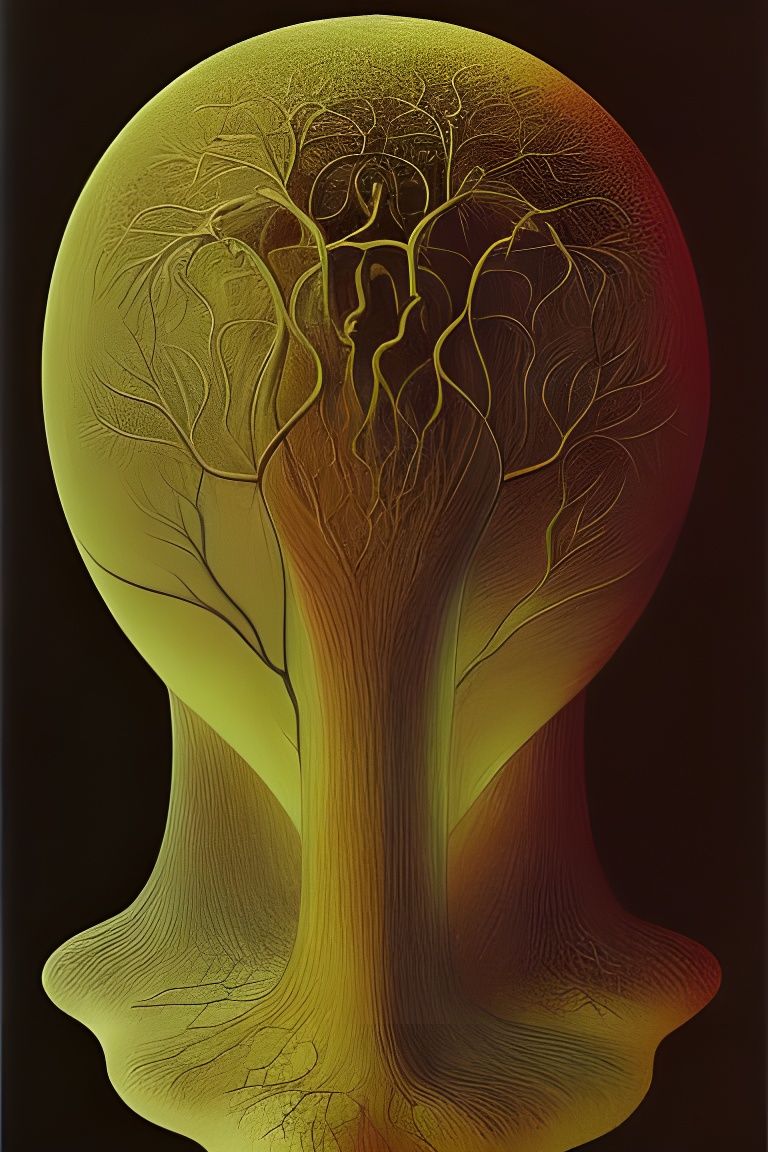 Brain Tree in Glass Sphere, Surreal Art