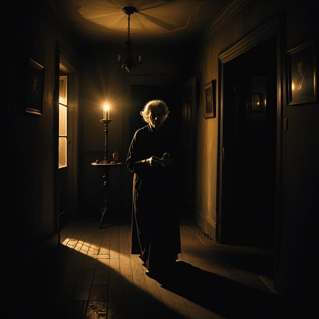 Gothic Surrealism: Twisted Woman in Dark House