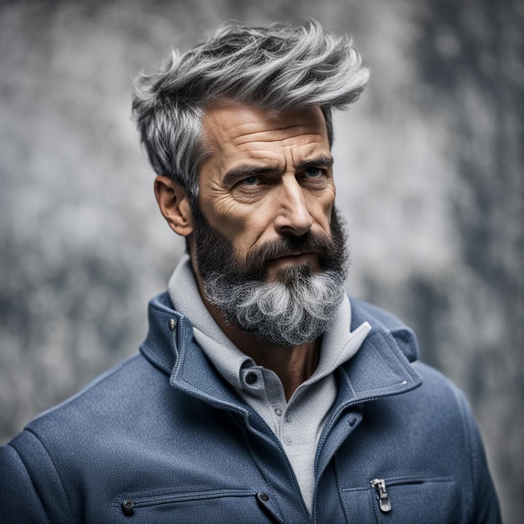 Middle-Aged Man with Beard in Comic Book Style