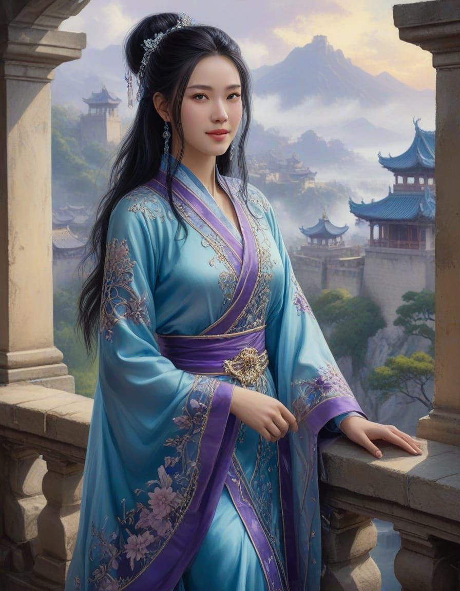 Ethereal Princess of Ancient China in a Dreamy Castle