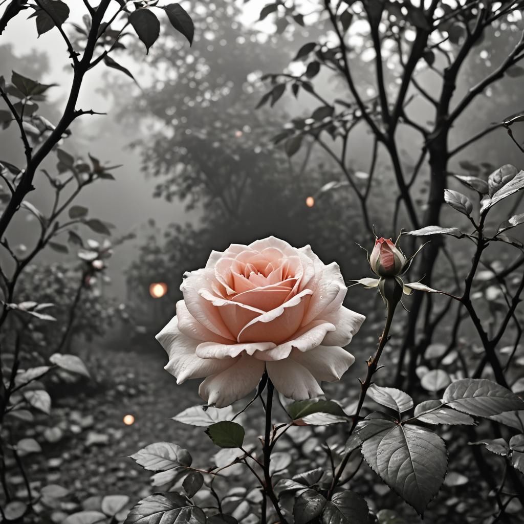 Ethereal Rose in Shadow: A Symbol of Hope