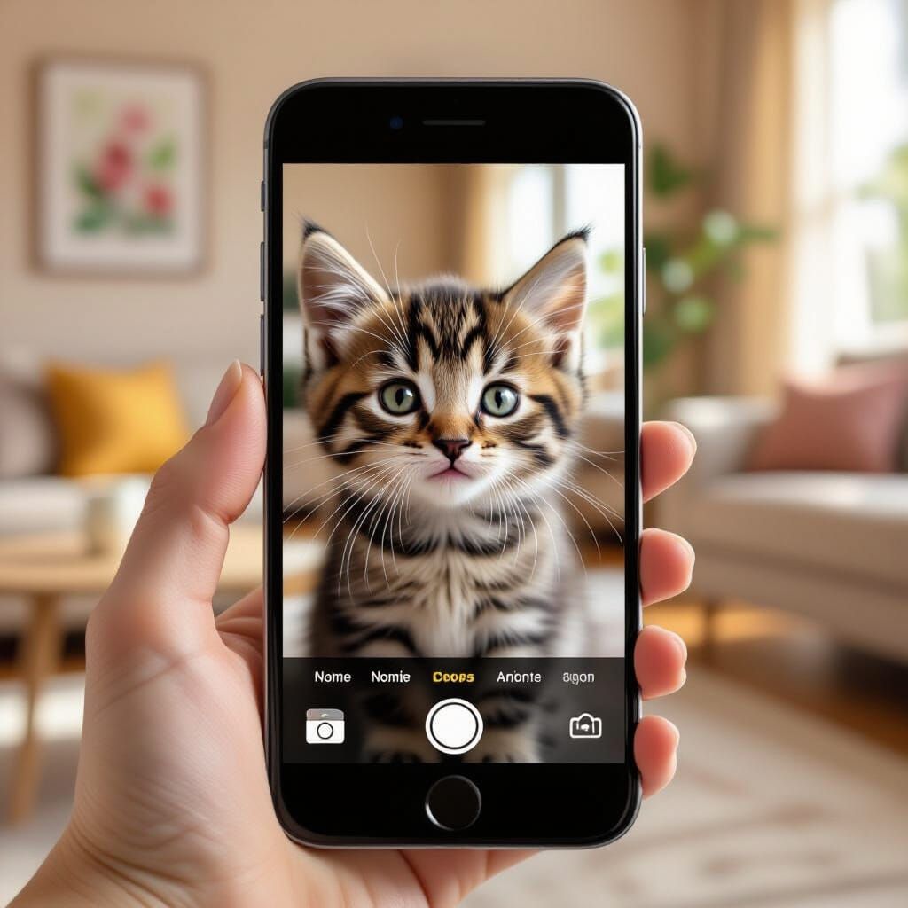 Kitten Selfie on Smartphone Screen