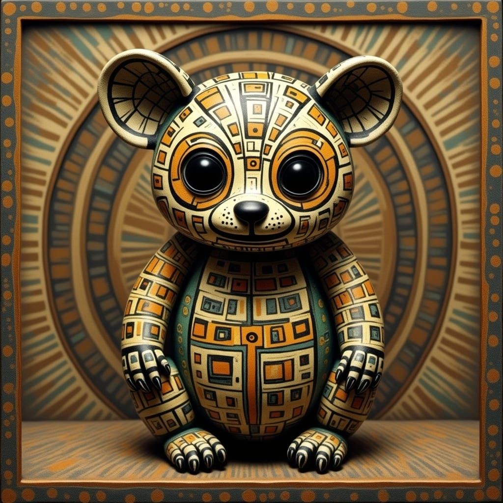 Ornate Hedgehog Doll in High-Contrast Style