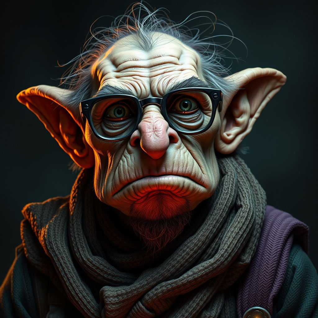 Goblin Alchemist Portrait in Etching Style