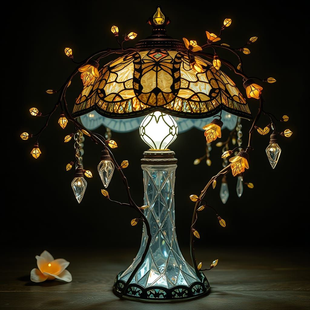 Enchanted Fairy-Tale Lamp in Art Nouveau Style