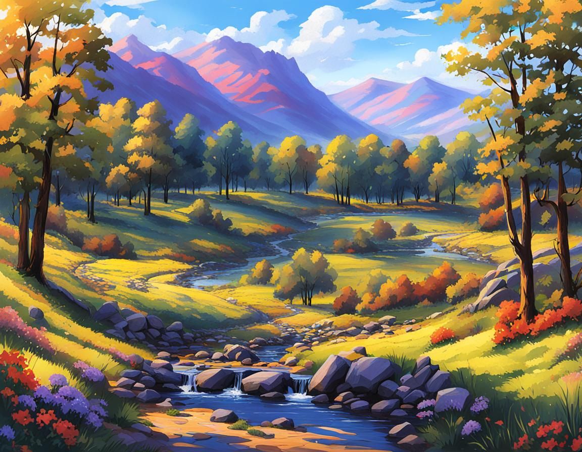 Briar Valley Landscape with Majestic Mountains