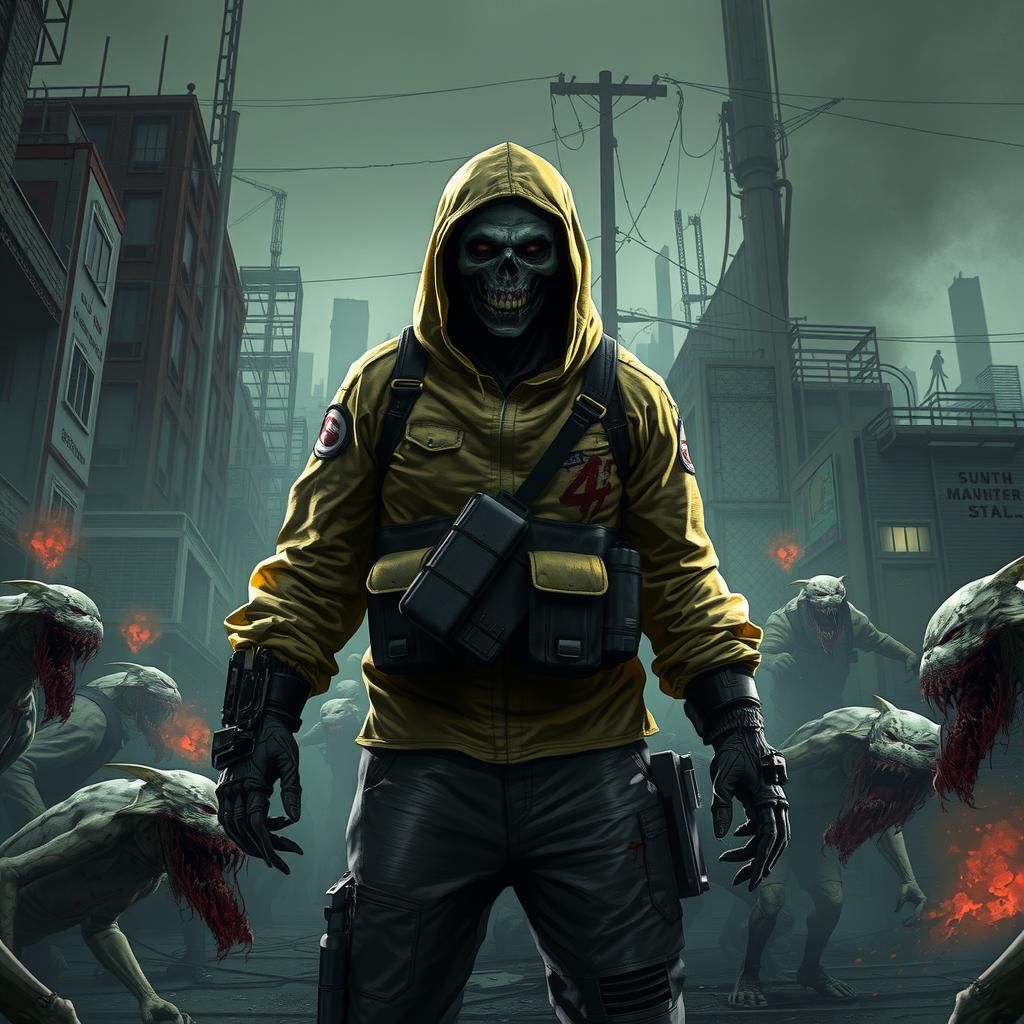 Apocalyptic Survivor in Zombie Wasteland: Dramatic Lighting