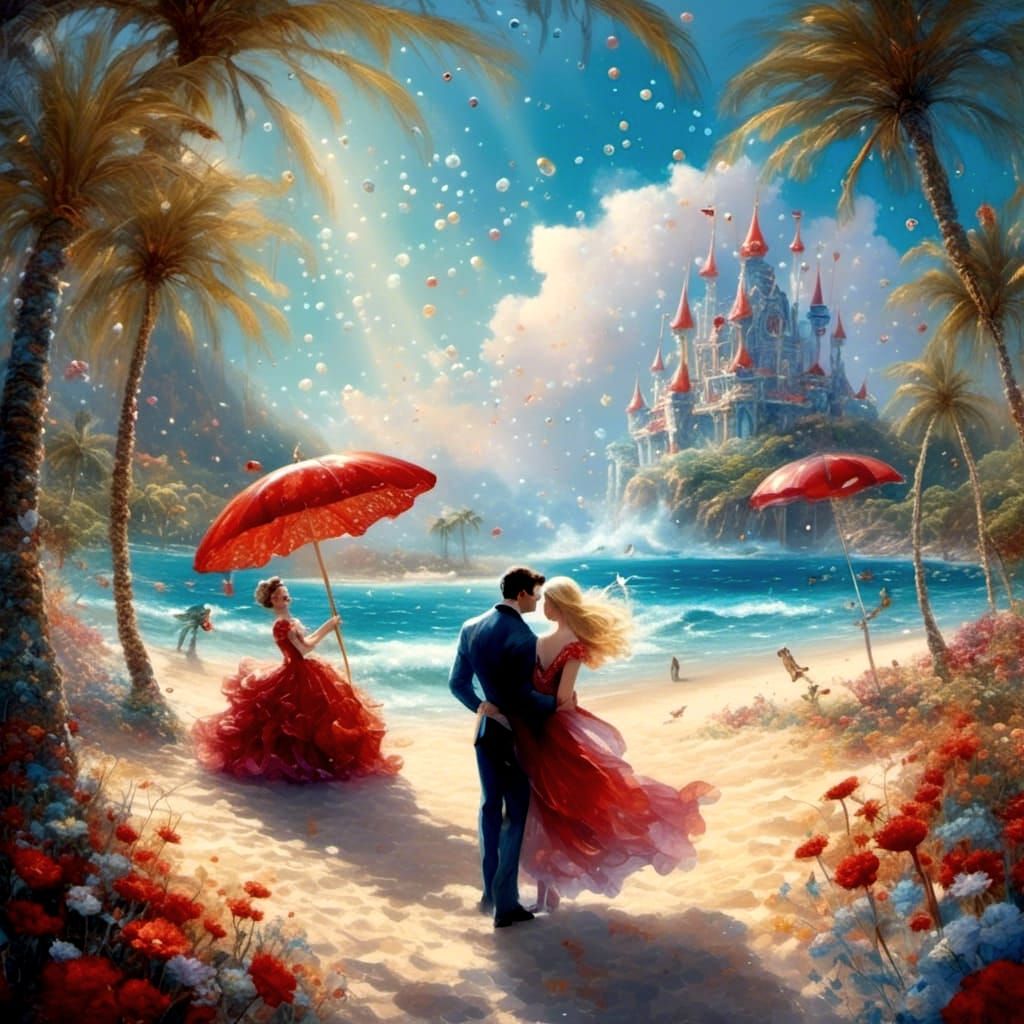 Beach Circus Scene in Ethereal Fantasy Style