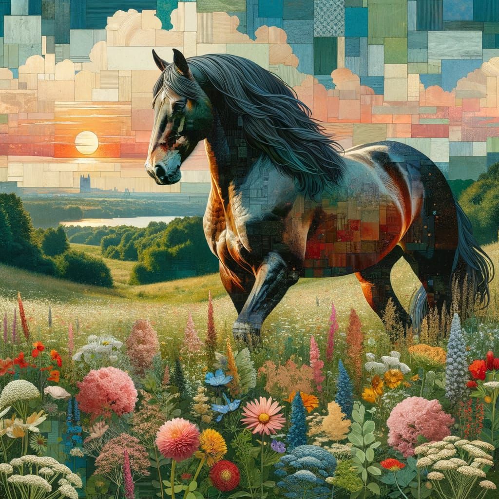 Majestic Stallion in a Sunset Landscape