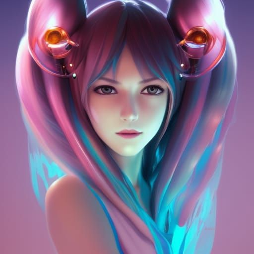 Hatsune Miku Portrait in Art Nouveau Style